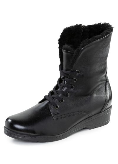 ELENA EDEN enkellaarzen met veters en omslagkraag van lamsleer 