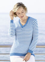 Trui met gestreept dessin JEANSBLAU-ECRU