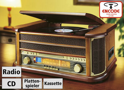 Nostalgische stereo-installatie met directe mp3-opnamefunctie 
