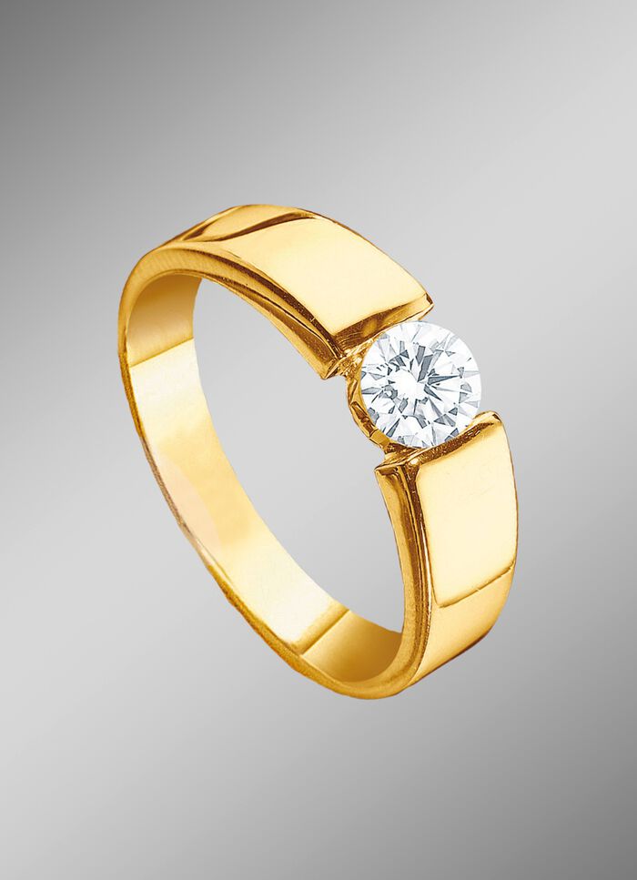 Massieve damesring met briljant 