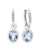 Chique oorbellen met beh. Blauwe topaas en synthetisch. zirkonia