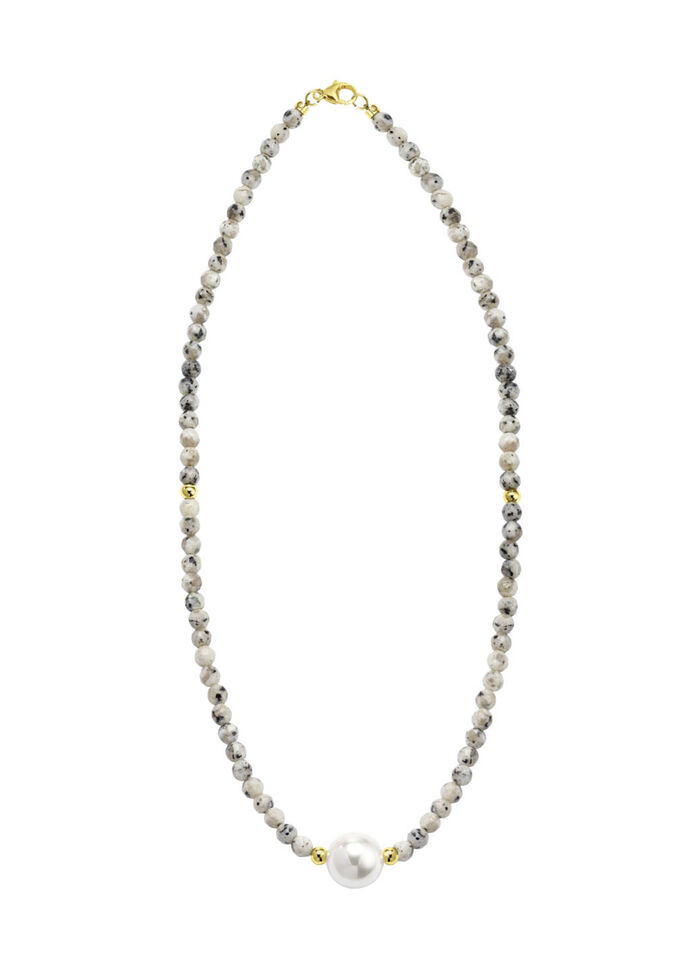 Ketting met parelglans en edelsteenglans 