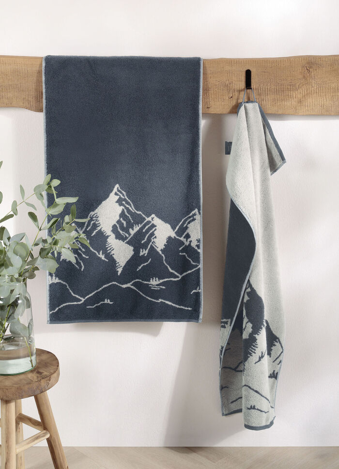 Badstofserie met geweven bergpanorama GRANIT