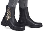 Remonte, modieuze dames enkellaarsjes, winterschoenen, breedte G, met rits SCHWARZ-BRAUN