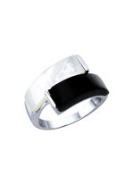Damesring met echte onyx en echt parelmoer 