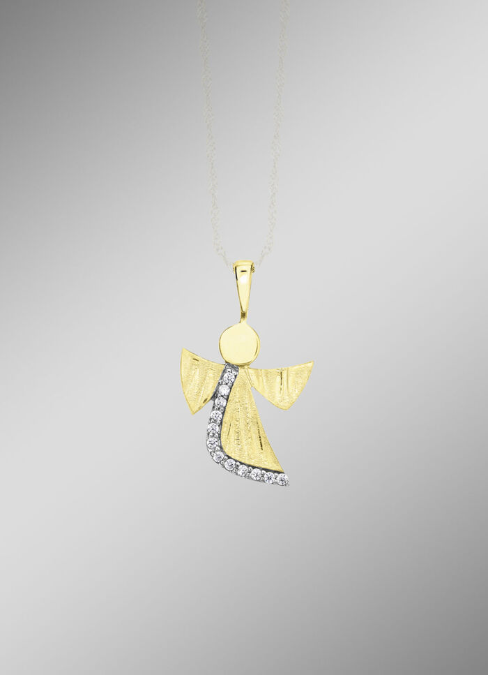 Engel hanger van goud met zirkonia 