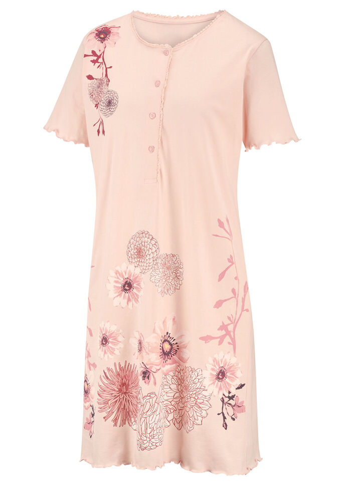 Twee-pack nachthemden met knoopsluiting en geschulpte zomen 