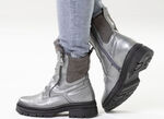 Waldläufer, gevoerde dames enkellaarsjes, winterschoenen, breedte H, met lamsvacht ANTIEK ZILVER