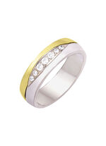 Damesring in bicolor met synthetische zirkonia 