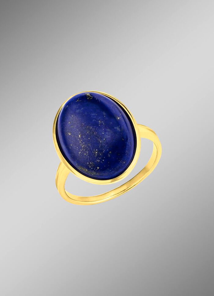 Vergulde damesring met lapis lazuli 