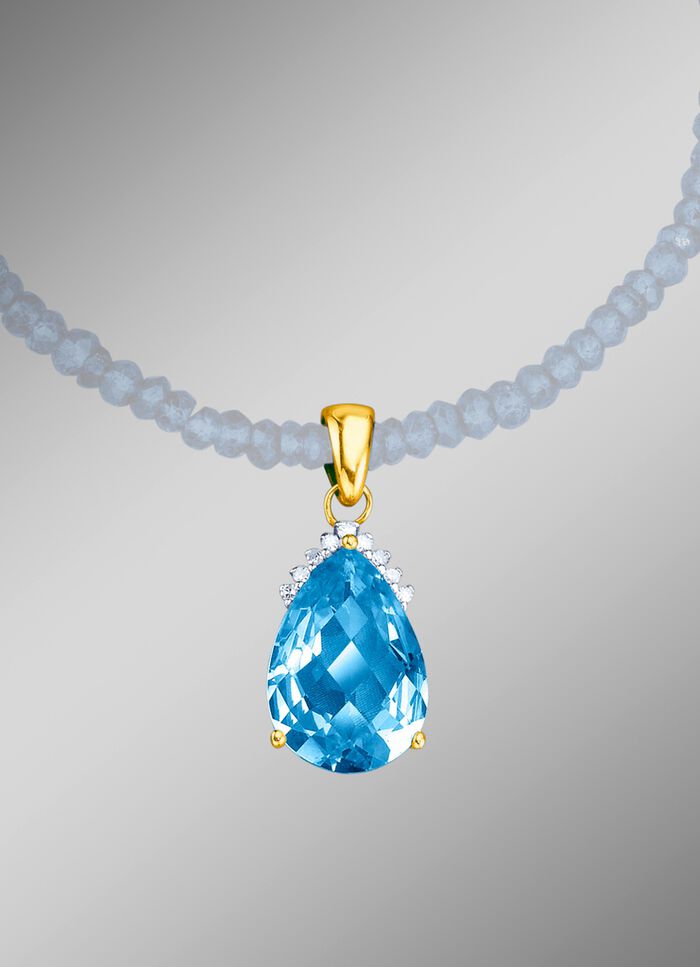 Kettinghanger met echte blauwe topaas en diamanten 