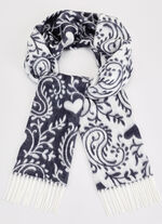 Sjaal met paisley- en hartmotieven 