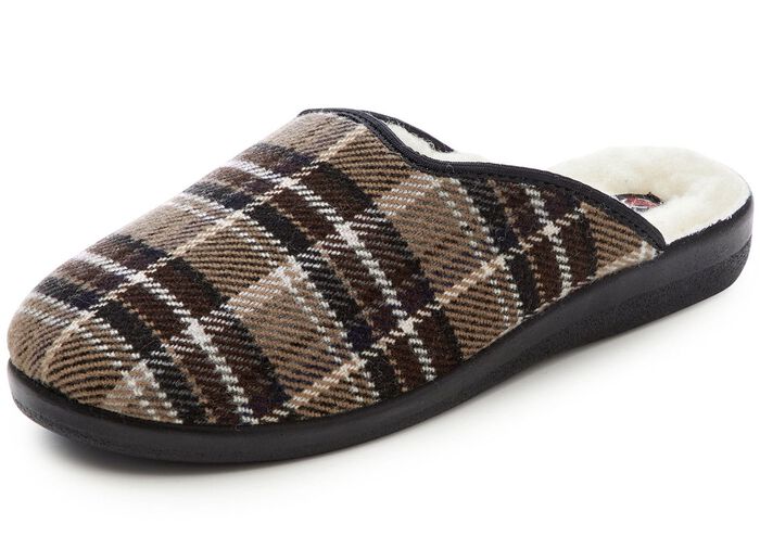 Tweepak gevoerde herenpantoffels met wol 