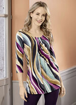 Shirt met 3/4-mouwen PAARS-BRUIN-MUNT