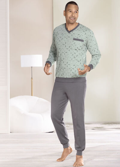 Twee-pack pyjama's met V-hals en omslagranden 