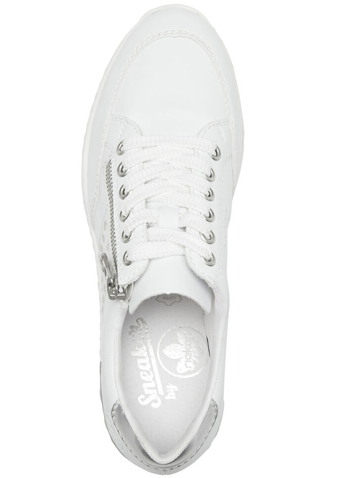 Rieker, comfortabele damessneakers, breedte G, met rits WIT