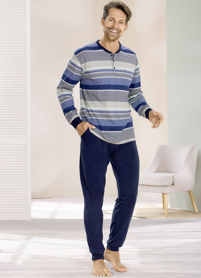 Pyjama met knoopsluiting en manchetten 