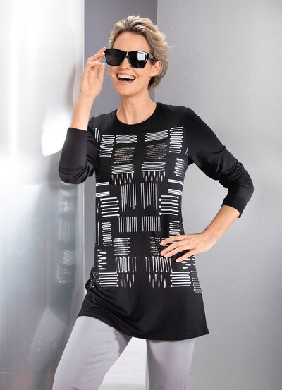 Lang shirt met contrasterende print 