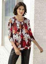 Shirt met mooie plooien in 2 kleuren ROOD-ZWART-ABRIKOOS