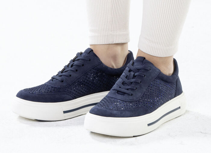 ELENA EDEN sneakers van fijn suède MARINE