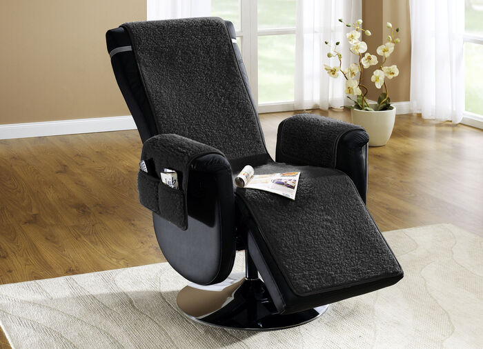 Licardo fauteuil- en armleuningbeschermers van zuiver scheerwol ANTHRAZIT
