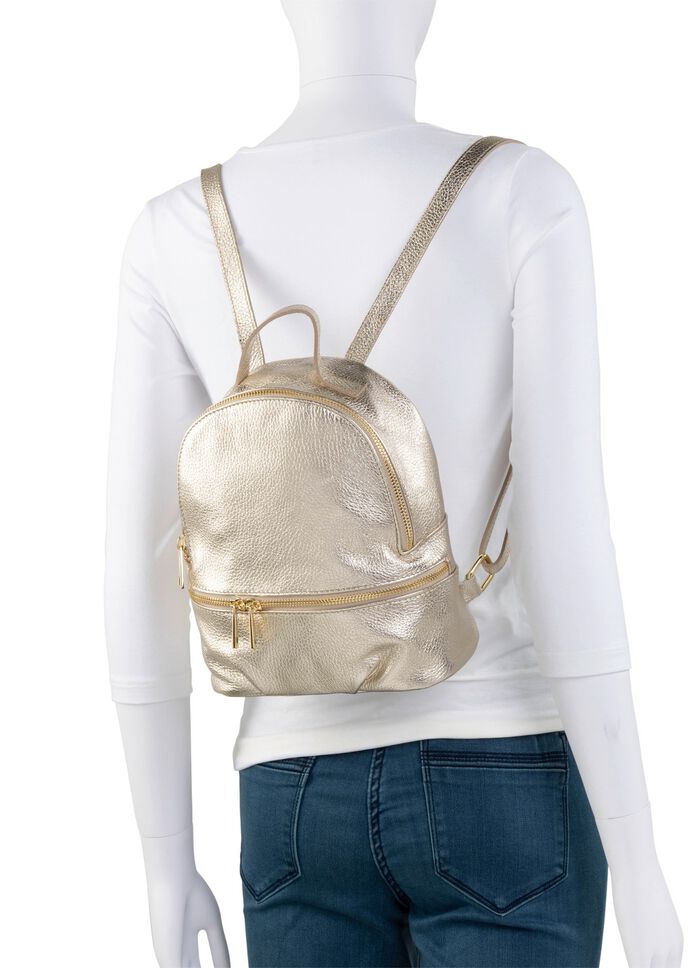 Laurina rugzak van generfd kalfsnappaleer GOUD