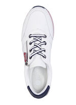 Remonte sneakers gemaakt van gecoat leer met textielafwerking WEISS-MARINE-ROT