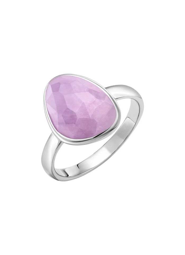 Prachtige damesring met echte gefacetteerde amethist 