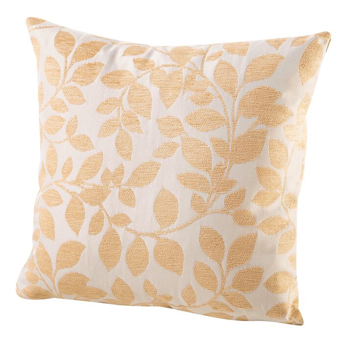 Kussenhoes met een mooi bladmotief WIT-GOUD
