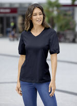 Shirt met omslag, korte mouwen in 3 kleuren MARINE