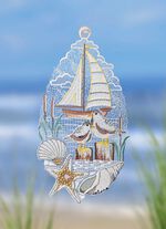 Raamfoto kustliefde gemaakt van echt Plauen kant 