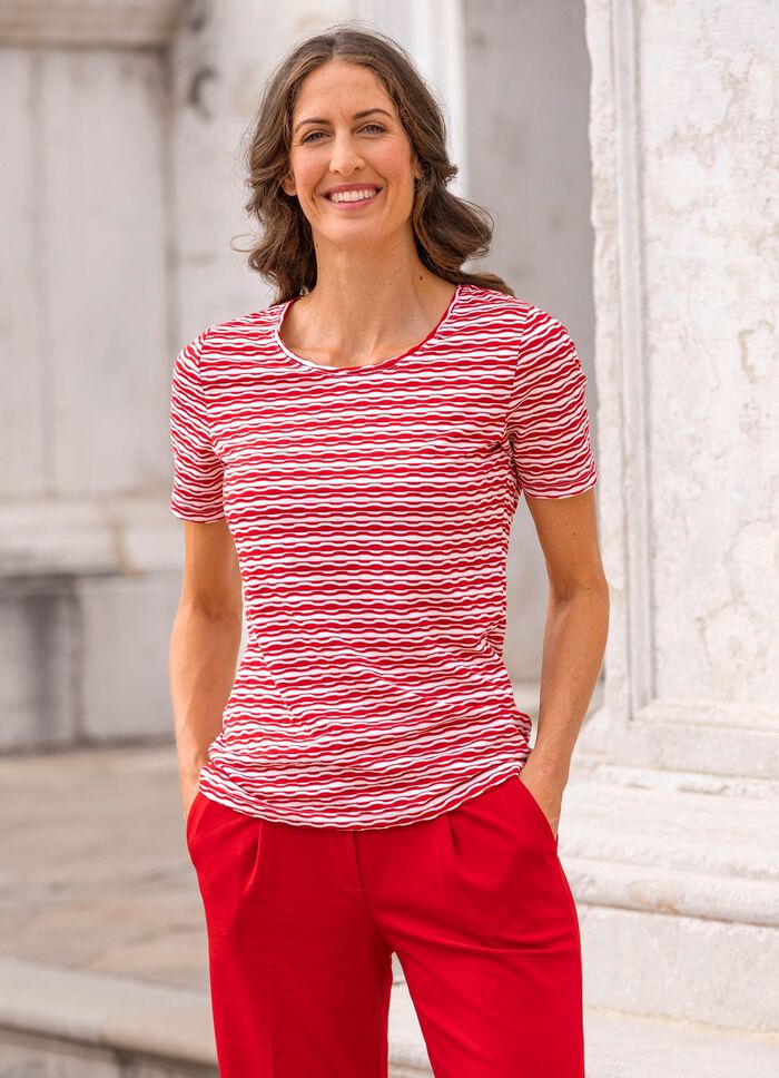 Shirt met gestreepte look in 2 kleuren 