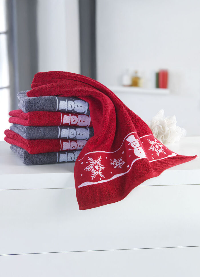 Zachte badstofserie met jacquardrand ROOD