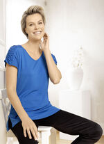 Shirt met geplooide inzet in 2 kleuren AZUURBLAUW