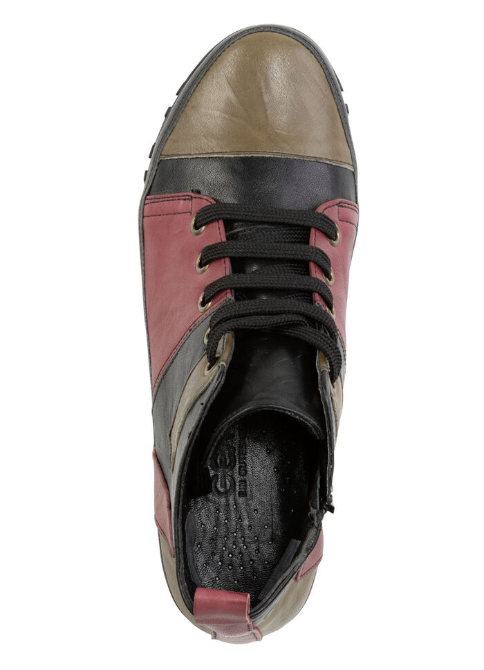 Gemini veterlaarsje met gekreukelde structuur ZWART-ROOD-GROEN