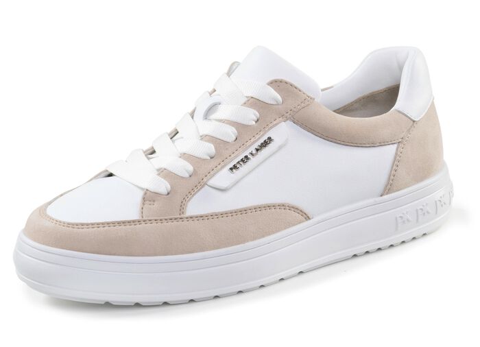 Peter Kaiser vetersneakers gemaakt van nappa- en su&egrave;deleer WIT-BEIGE