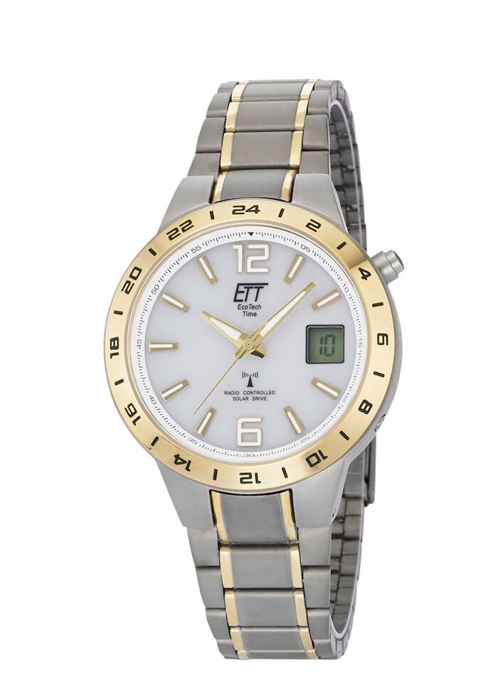 ETT radiogestuurd solar herenhorloge met titanium bandkast 