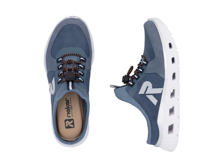 Rieker pantoffels met elastisch snelvetersysteem met stopper JEANS