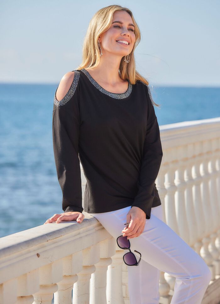 Shirt met open afwerking 