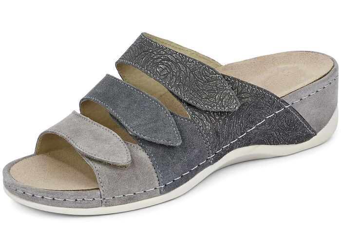 Mubb, comfortabele damesmuiltjes, breedte H, met uitneembaar voetbed GRIJS