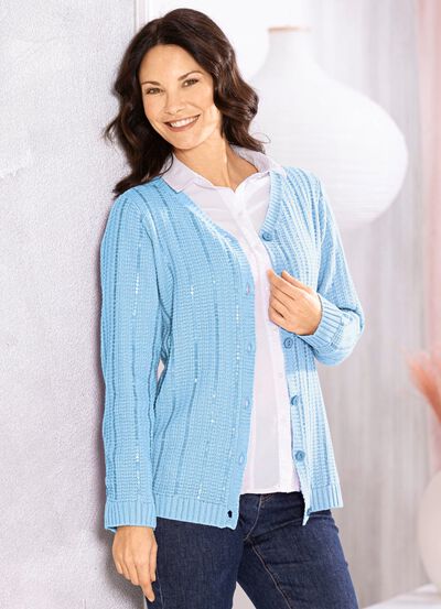 Cardigan met elegante paillettenversiering 