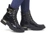 Remonte, stijlvolle dames enkellaarsjes, winterschoenen, breedte G, met uitneembaar voetbed SCHWARZ-GOLD