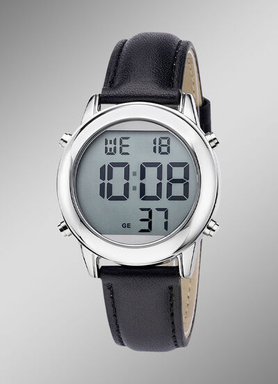 Digitaal radiogestuurd herenhorloge met sprekende tijdaanduiding 
