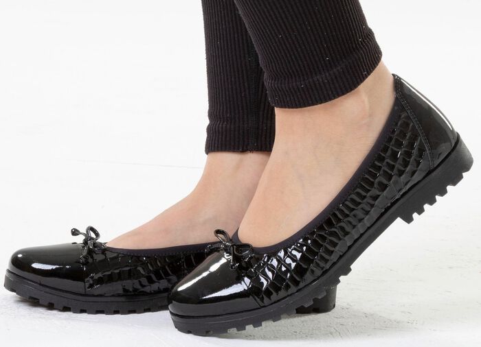 ELENA EDEN, elegante damesballerina's, breedte G, met elastische band ZWART