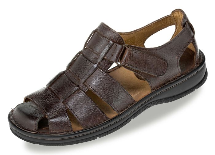 Gemini, klassieke herensandalen, met klittenbandsluiting KASTANJE