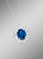 Kettinghanger met echte saffier en diamanten 