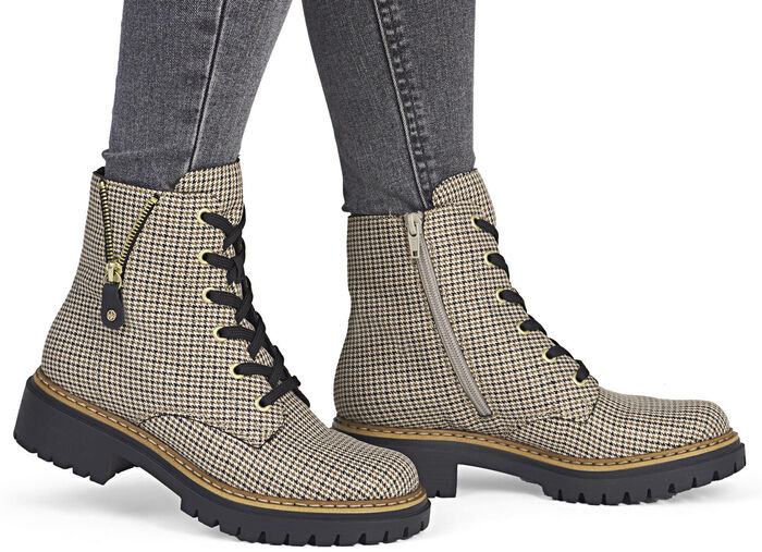 Rieker, trendy dames enkellaarsjes, winterschoenen, met rits BEIGE-SCHWARZ