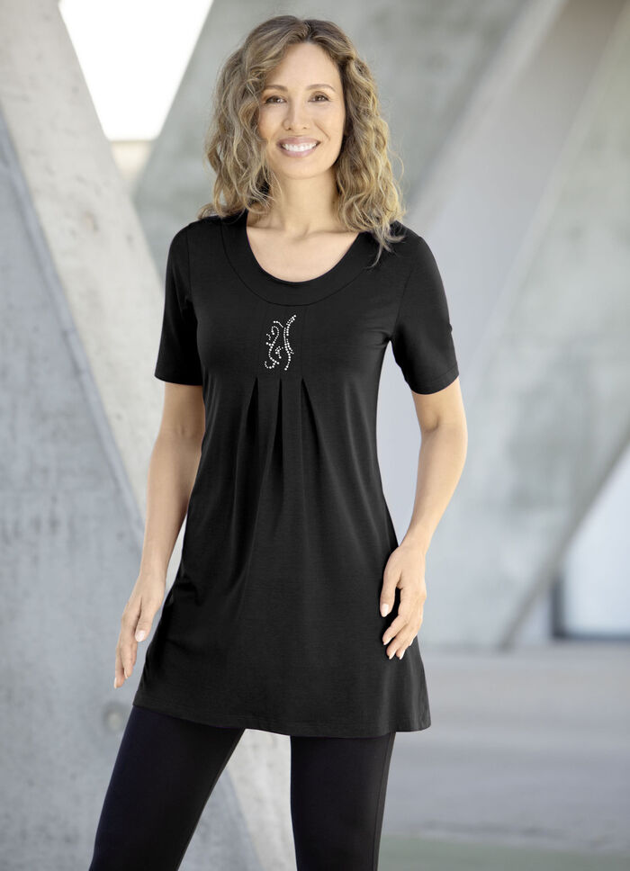 Smaakvol lang shirt in 2 kleuren SCHWARZ