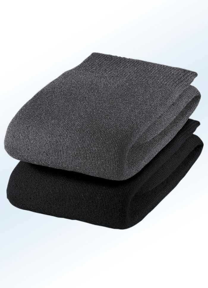 Set van zes sokken met drukvrije zachte randen, effen en gem&ecirc;leerd 