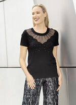 Shirttuniek met mesh-inzet ZWART